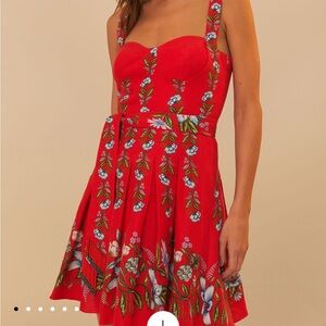 Farm Rio: Red Sweet Bloom Bouquet Mini Dress